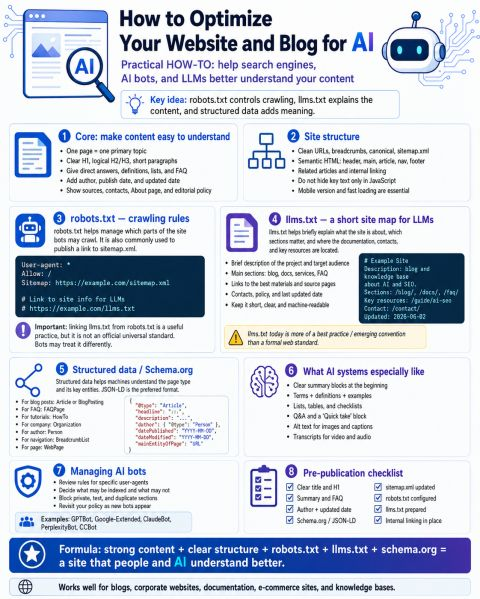 How to optimize your website and blog for AI — infographic